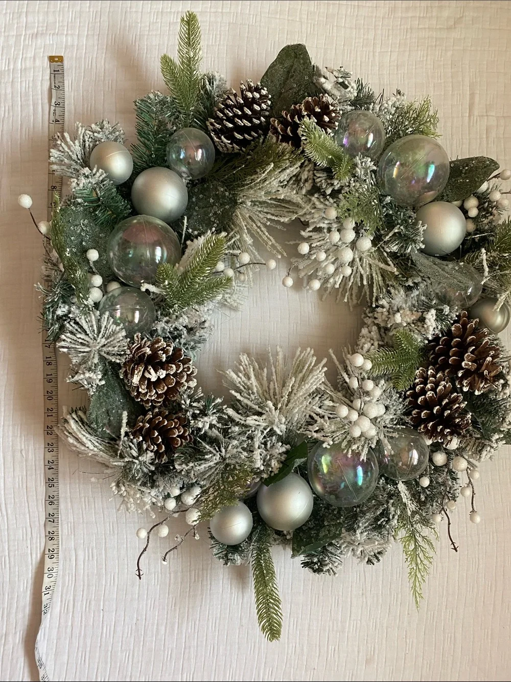 Frosted Pine Holiday Wreath with Silver Accents Everything Is Plastic